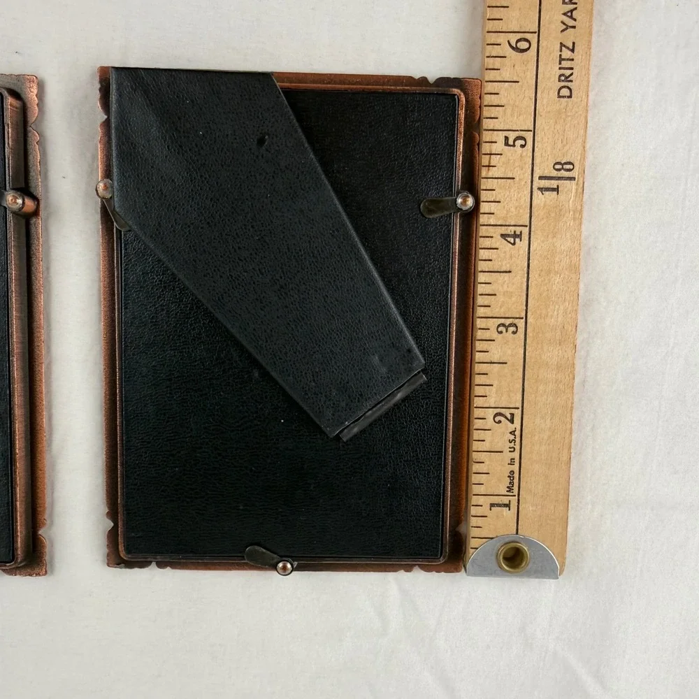 Vintage Set of 2 Ornate Copper Tone Metal Picture Frames 4x6 Scroll Floral